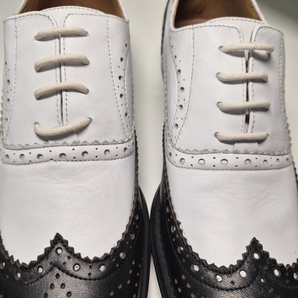 Steve Madden Men's 7.5 Black White Wingtip Oxford Shoes Spectator Brogue Size - Picture 8 of 8